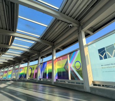 Vancouver Pride Window Graphics at YVR Airport